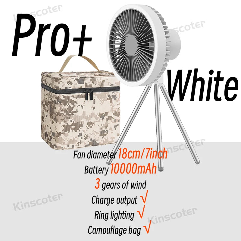 10000mAh 4000mAh Camping Fan Rechargeable Desktop Portable Circulator Wireless Ceiling Electric Fan with Power Bank LED Lighting - Image 11