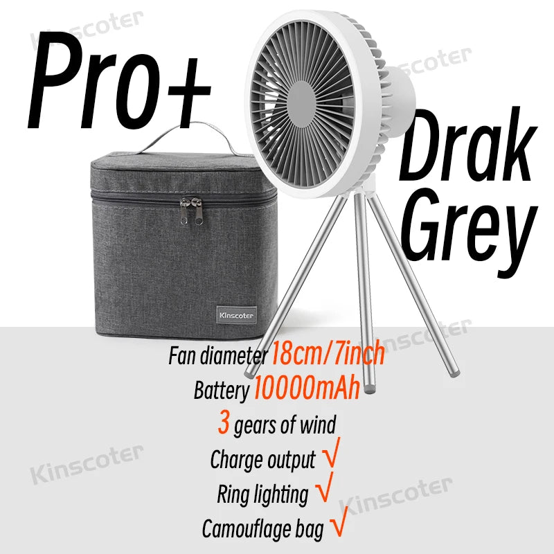 10000mAh 4000mAh Camping Fan Rechargeable Desktop Portable Circulator Wireless Ceiling Electric Fan with Power Bank LED Lighting - Image 12