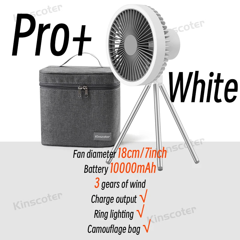 10000mAh 4000mAh Camping Fan Rechargeable Desktop Portable Circulator Wireless Ceiling Electric Fan with Power Bank LED Lighting - Image 10