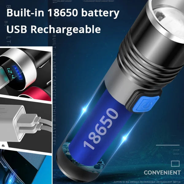 395nm UV Flashlight Blacklight Zoomable USB Rechargeable UV Light Ultraviolet Flashlight for Pet Urine Detection Resin Curing - Image 8