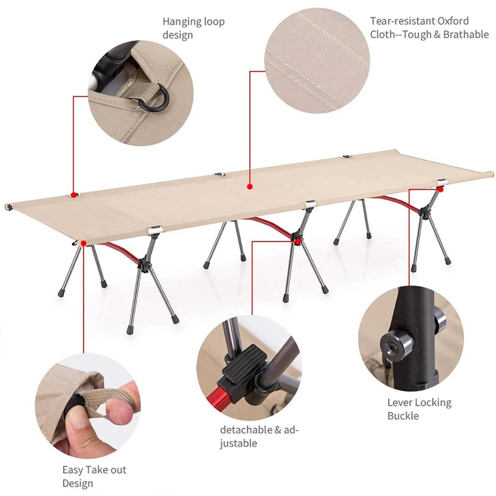 Outdoor Camping Cot Folding Single Person Bed Portable Foldable Sleeping Pad Hiking Backpacking Picnic Camping Cot Bed Mat 야전침대 - Image 10