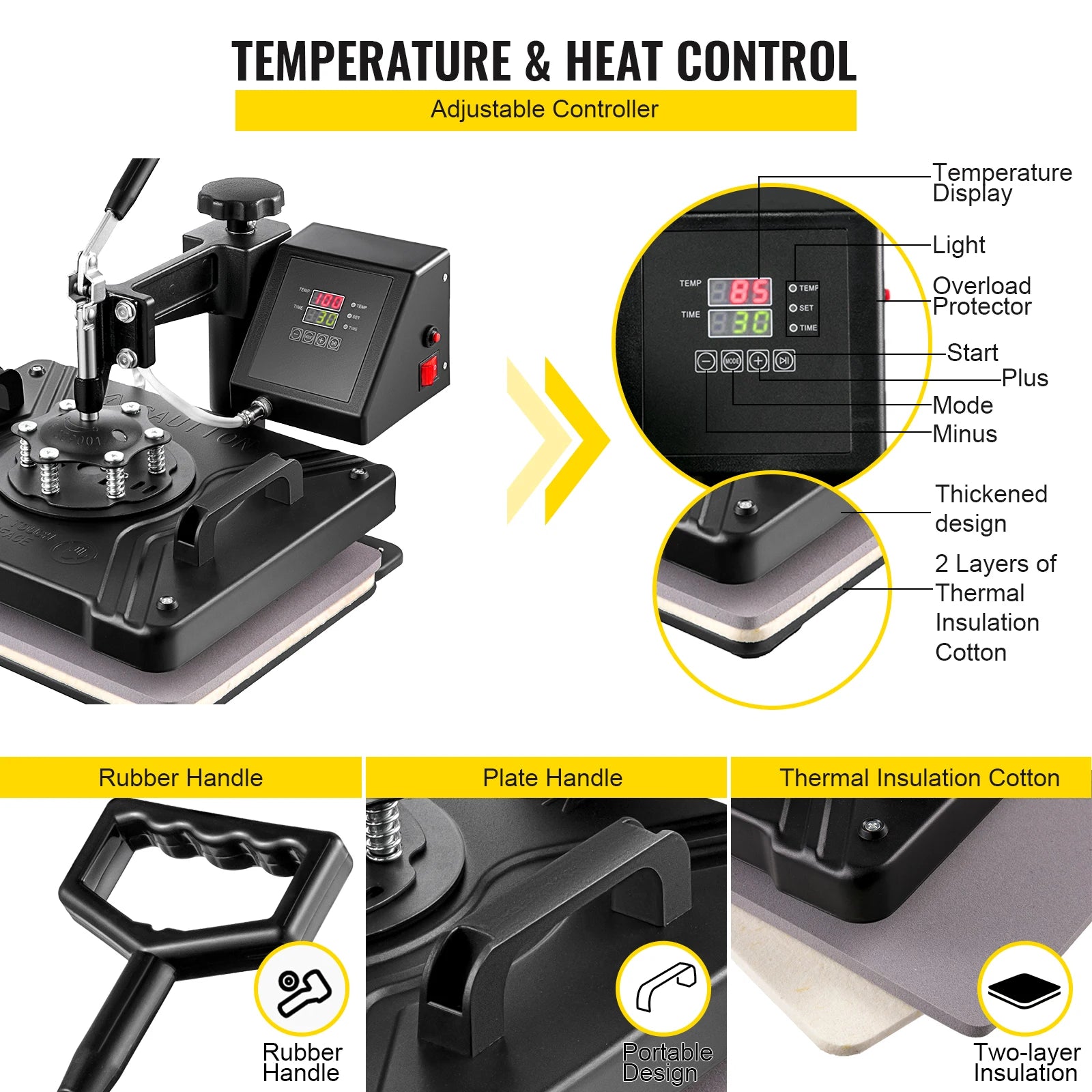 VEVOR Combo Heat Press Machine 5/6/8 in 1 30*38CM 38*38CM Muntifunctional Sublimation Printer Transfer for Mug Hat Plate T-Shirt - Image 11
